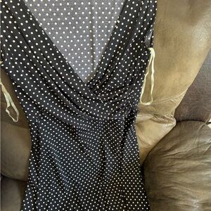 Anne Klein Black and White Polka Dot Long Sleeve Dress
